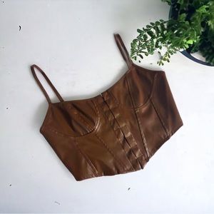 Faux leather corset crop top🤎